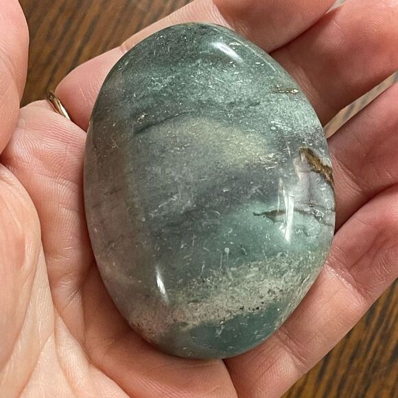 Ocean Jasper palm stone moss agate agatized crystal colorful teal green white ye - Picture 4 of 5